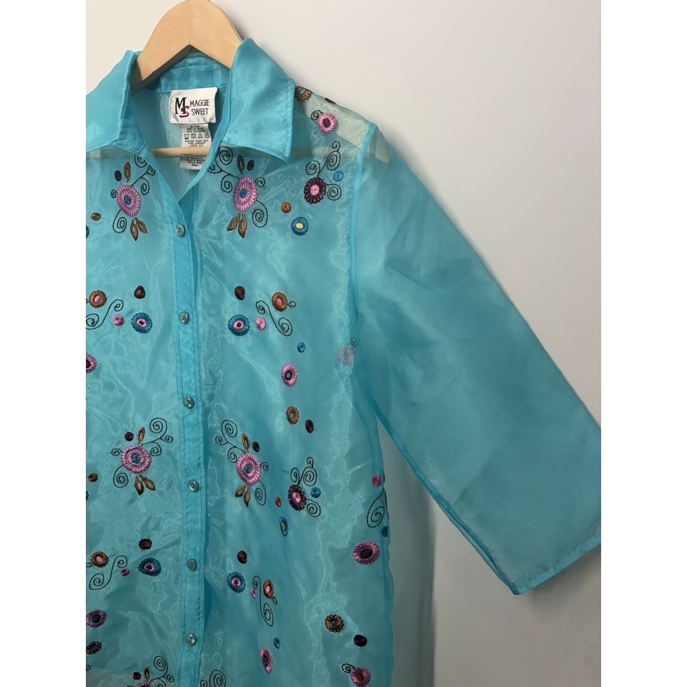 Vintage Maggie Sweet Women's 2Pc Set Tank & Button Up Floral Shirt Size Small - Picture 4 of 13